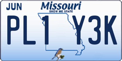 MO license plate PL1Y3K