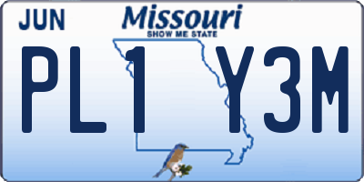 MO license plate PL1Y3M