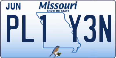 MO license plate PL1Y3N