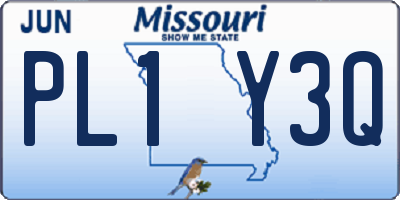 MO license plate PL1Y3Q