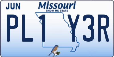 MO license plate PL1Y3R