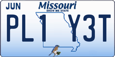 MO license plate PL1Y3T