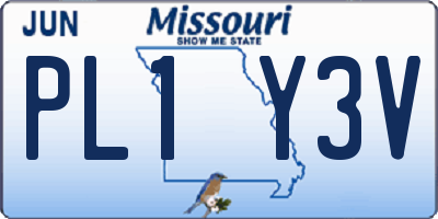 MO license plate PL1Y3V