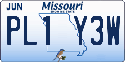 MO license plate PL1Y3W