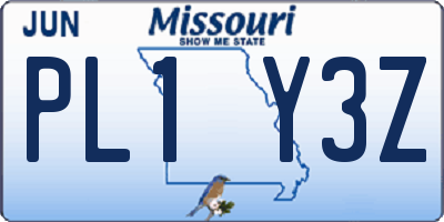 MO license plate PL1Y3Z
