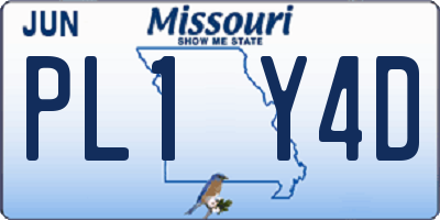 MO license plate PL1Y4D