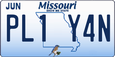 MO license plate PL1Y4N