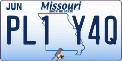 MO license plate PL1Y4Q