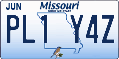 MO license plate PL1Y4Z