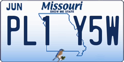 MO license plate PL1Y5W