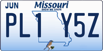 MO license plate PL1Y5Z