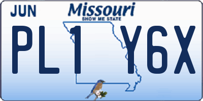 MO license plate PL1Y6X