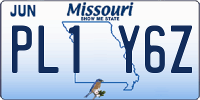 MO license plate PL1Y6Z