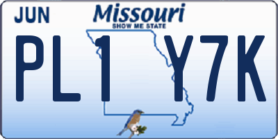 MO license plate PL1Y7K