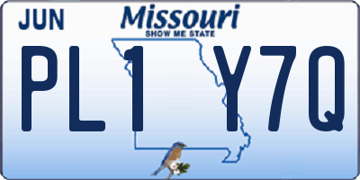 MO license plate PL1Y7Q