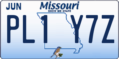MO license plate PL1Y7Z