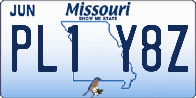 MO license plate PL1Y8Z