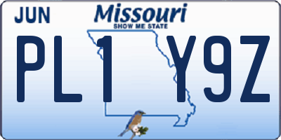 MO license plate PL1Y9Z