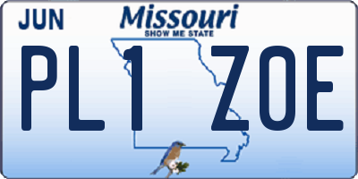 MO license plate PL1Z0E