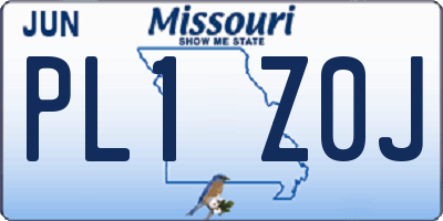 MO license plate PL1Z0J