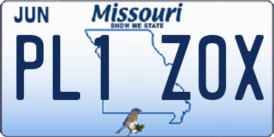 MO license plate PL1Z0X