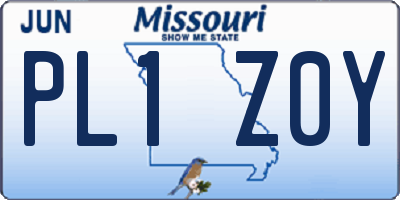 MO license plate PL1Z0Y