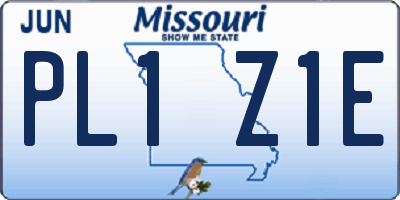 MO license plate PL1Z1E