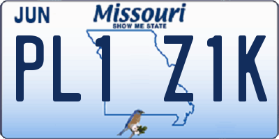MO license plate PL1Z1K