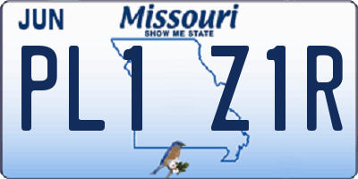 MO license plate PL1Z1R