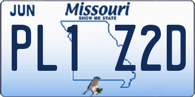 MO license plate PL1Z2D