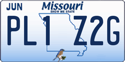 MO license plate PL1Z2G