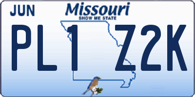 MO license plate PL1Z2K