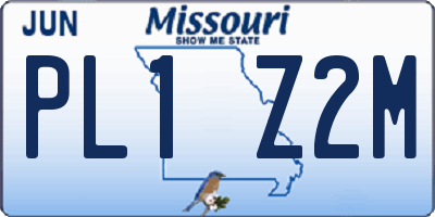 MO license plate PL1Z2M