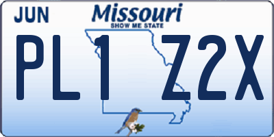 MO license plate PL1Z2X