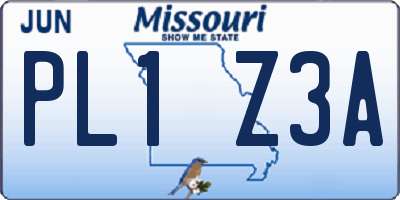 MO license plate PL1Z3A