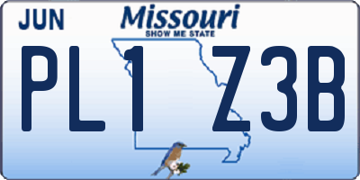 MO license plate PL1Z3B