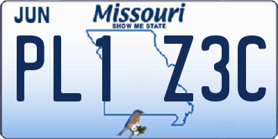 MO license plate PL1Z3C