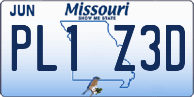 MO license plate PL1Z3D