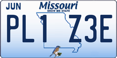 MO license plate PL1Z3E