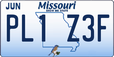 MO license plate PL1Z3F