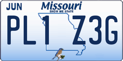 MO license plate PL1Z3G