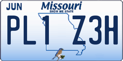 MO license plate PL1Z3H