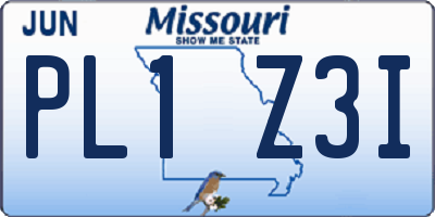 MO license plate PL1Z3I