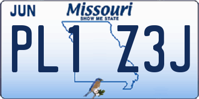 MO license plate PL1Z3J