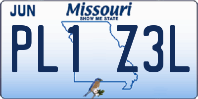 MO license plate PL1Z3L