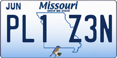 MO license plate PL1Z3N
