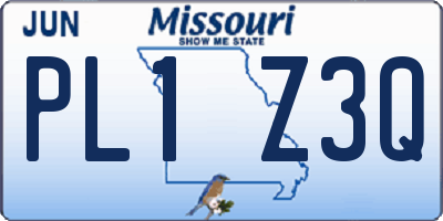MO license plate PL1Z3Q