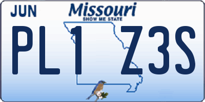 MO license plate PL1Z3S