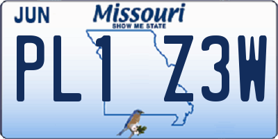 MO license plate PL1Z3W