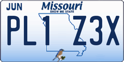MO license plate PL1Z3X